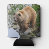 グリズリーベア野生動物写真 缶クーラー (裏面)