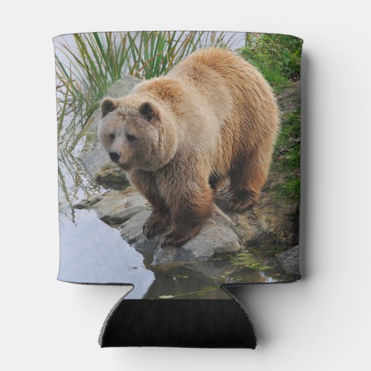 グリズリーベア野生動物写真 缶クーラー (裏面)