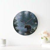 グリズリーベア霧の森 ラージ壁時計 (ホーム)