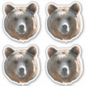 グリズリーベア顔 シール (正面)