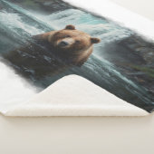 グリズリーベア&ウォーターフォールワイルドライフデザイン シェルパブランケット (3/4)