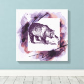 グリズリーベア キャンバスプリント (インサイチュ (ウッドフロア))