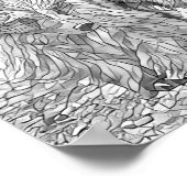 グリズリーベア&キューブグレースケール抽象芸術カラー ポスター (角)