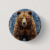 グリズリーベア 缶バッジ (正面)