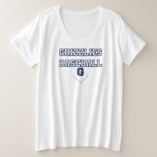 グリズリーベースボールティー プラスサイズTシャツ (デザイン正面)