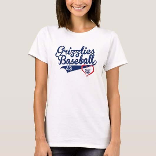 グリズリーベースボールラブナンバードティー Tシャツ (正面)
