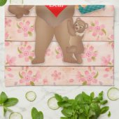 グリズリーママ熊と子猫母さん愛して! キッチンタオル (折り畳み)