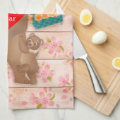 グリズリーママ熊と子猫母さん愛して! キッチンタオル (四つ折り)