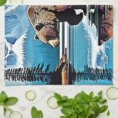 グリズリーレイクマウンテンビュー キッチンタオル (折り畳み)