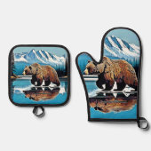 グリズリーレイクマウンテンビュー 鍋つかみ&鍋敷きセット (正面)