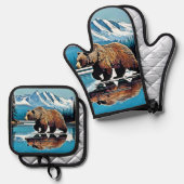 グリズリーレイクマウンテンビュー 鍋つかみ&鍋敷きセット (正面/裏面)