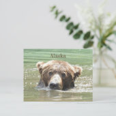 グリズリー熊のアラスカはがき ポストカード (スタンド正面)