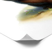 グリズリー絵を描クマの3D水彩画 ポスター (角)