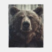 グリズリー絵画ベア フリースブランケット (正面)