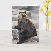 グリズリー誕生日ベア カード (黄色い花)
