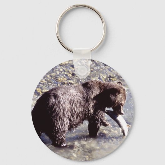 グリズリー食べベアのサーモン キーホルダー (正面)