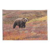 グリズリー·クマがアラスカの秋の色を通り抜ける 枕カバー (裏面-右)