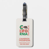 グリズリー·ベアのロゴが付いたカリフォルニア ラゲッジタグ (裏面縦)