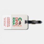 グリズリー·ベアのロゴが付いたカリフォルニア ラゲッジタグ (裏面横)