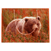 グリズリー·ベア·キュブ·イン·絵画ファイアウィードの野生動物芸術 ラージペーパーバッグ (正面)