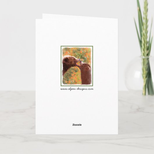 グリズリー·ベア·ママ&カ絵画ブズ·ワイルドライフ·アート カード (裏面)