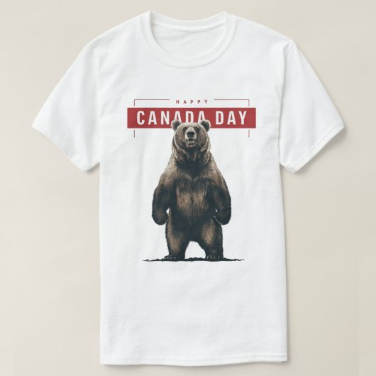 グリズリー 立ち上がって ハッピー カナダデー Tシャツ (デザイン正面)