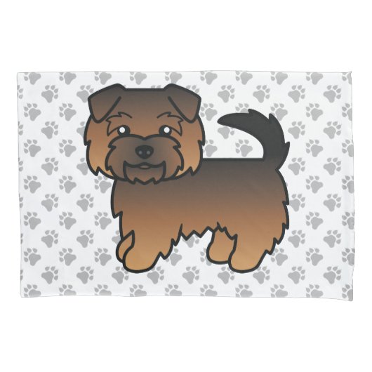グリズル ノーフォークテリア カートゥーン 犬 枕カバー (正面)