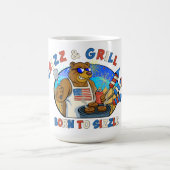 グリズ&グリル生まれ：バーガーのビールをふるいにかける コーヒーマグカップ (中央)
