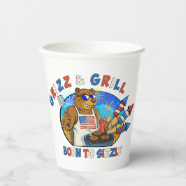 グリズ&グリル生まれ：バーガーのビールをふるいにかける 紙コップ