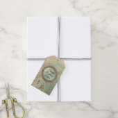 グリタリースターダストオングリーンティール(緑がかった色) ギフトタグ (より糸付き)