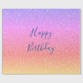 グリタリーピンクパープルグラデーションハッピーバースデー ラッピングペーパー (フラット)