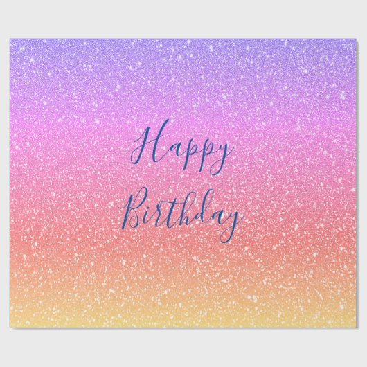 グリタリーピンクパープルグラデーションハッピーバースデー ラッピングペーパー (フラット)