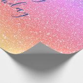 グリタリーピンクパープルグラデーションハッピーバースデー ラッピングペーパー (角)