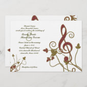 グリタリーレッド金ゴールドホワイトミュージック結婚式招待状 招待状 (正面/裏面)