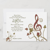 グリタリーレッド金ゴールドホワイトミュージック結婚式招待状 招待状 (正面)