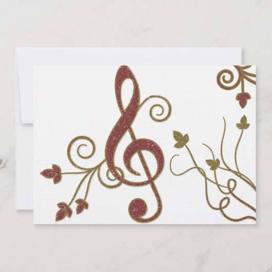 グリタリーレッド金ゴールドホワイトミュージック結婚式招待状 招待状 (裏面)