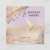 グリタリー転が金ゴールドのピンウィスクシェフベーカリーバス スクエア名刺 (正面)