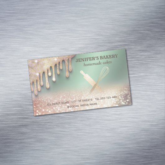 グリタリー転が金ゴールドのピンウィスクシェフベーカリーバス マグネット名刺 (インサイチュ)