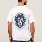 グリッはっきりしたチ効果付きジオメトリックライオンTシャツ Tシャツ (裏面)