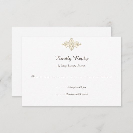 グリッエレガントタリーゴールデンRSVPカード 出欠カード (正面/裏面)