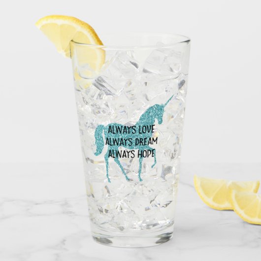 グリッガーリージーグリッターアクアユニコーン タンブラーグラス (アイス正面)