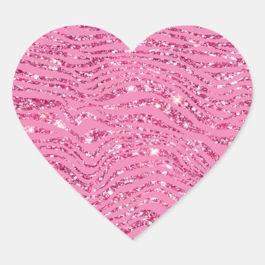 グリッガーリージーピンクグリッターゼブラ ハートシール (正面)