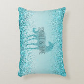 グリッガーリーツアクアターコイズグリッターユニコーン アクセントクッション (正面(垂直))