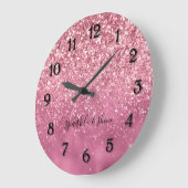 グリッガーリーツグラムピンクグリッタースパークル ラージ壁時計 (傾斜)