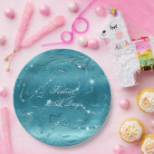 グリッジアクアブルー結婚ズ ペーパープレート (パーティー)