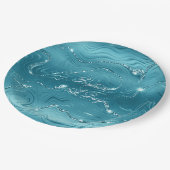 グリッジアクアブルー結婚ズ ペーパープレート (アングル)