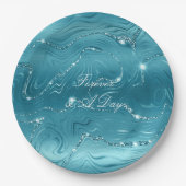 グリッジアクアブルー結婚ズ ペーパープレート (正面)