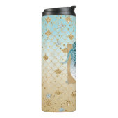 グリッジアクアマーメイドブルー金ゴールドスパークルグリッター タンブラー (回転左)