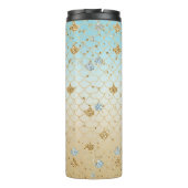 グリッジアクアマーメイドブルー金ゴールドスパークルグリッター タンブラー (裏面)