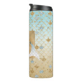 グリッジアクアマーメイドブルー金ゴールドスパークルグリッター タンブラー (回転右)